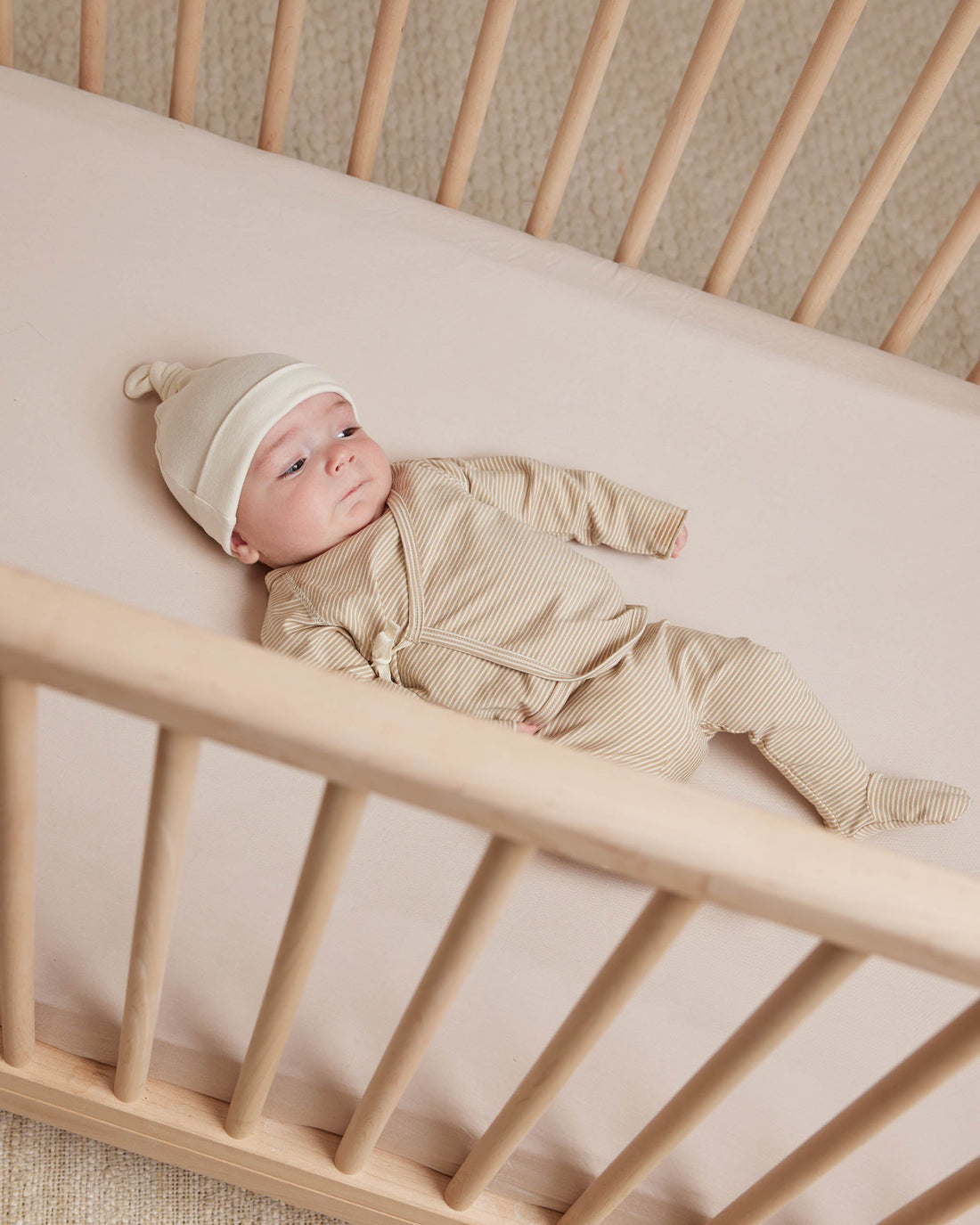 Organic Wrap Top + Pants Set | Latte Stripes