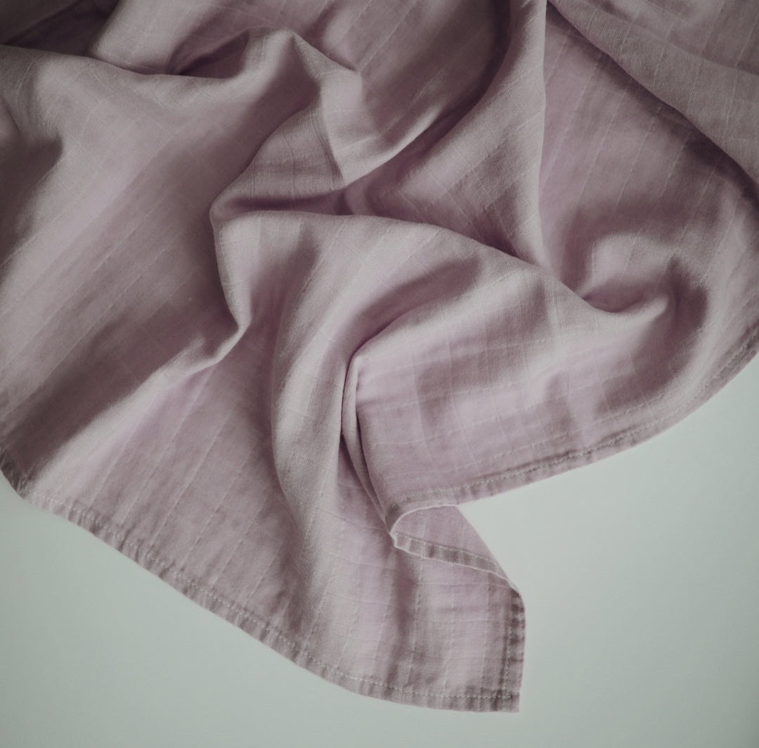 Organic Muslin Swaddle Blanket 'Soft Mauve'