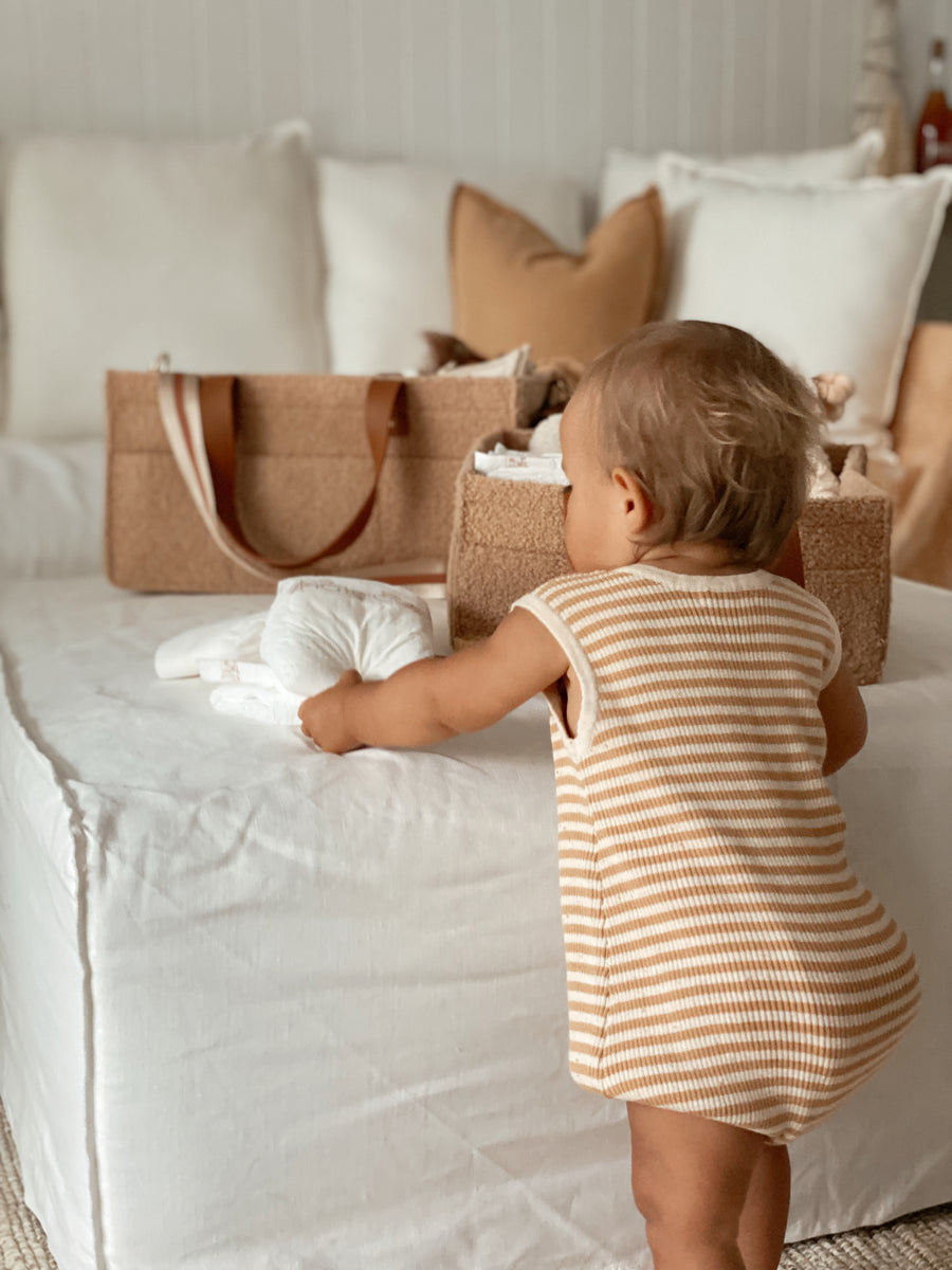Bubble Knit Romper | Golden Stripes