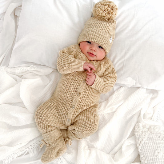 Classic Knit Romper | Wheat