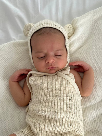 KNIT BONNET BEAR | Honey