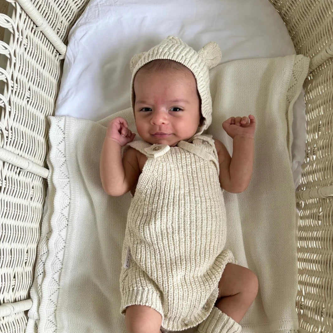 KNIT BONNET BEAR | Honey
