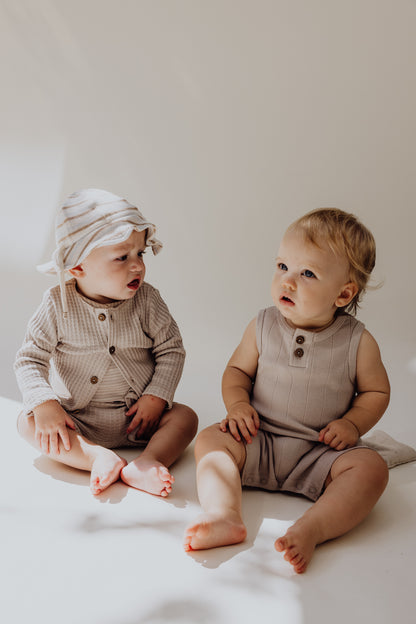 Organic Rib Baby Romper | Stone