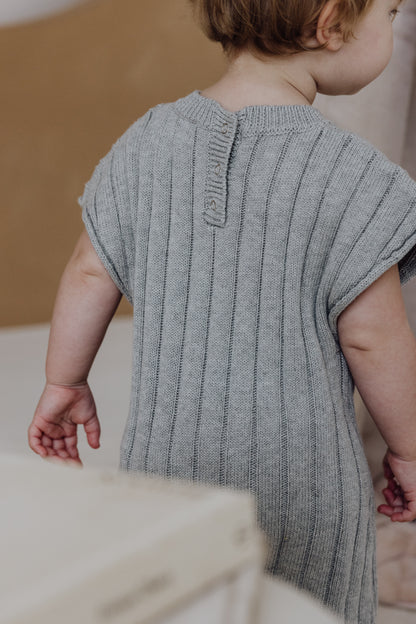 Organic Knit Playsuit | Gray Melange