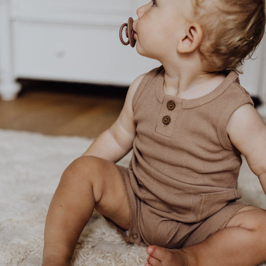 Organic Rib Baby Romper | Bronze