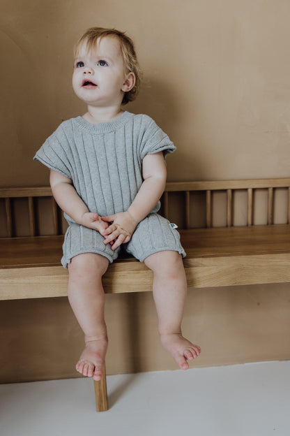 Organic Knit Playsuit | Gray Melange