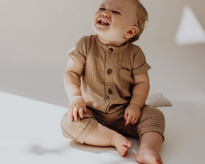 Organic Gauze Jumpsuit | Bronze