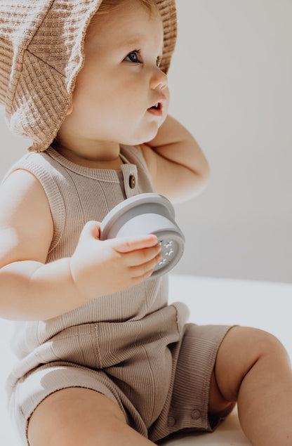 Organic Rib Baby Romper | Stone