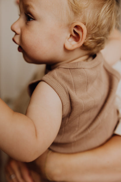 Organic Rib Baby Romper | Bronze