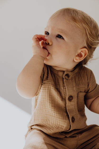 Organic Gauze Jumpsuit | Bronze