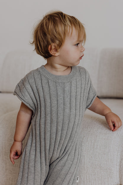Organic Knit Playsuit | Gray Melange