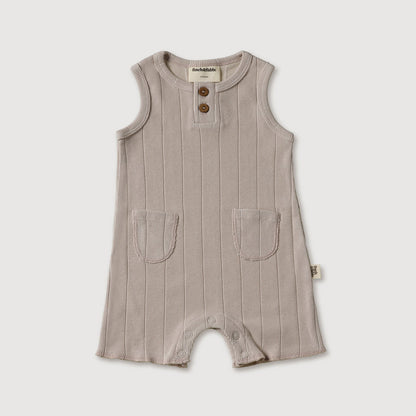 Organic Rib Baby Romper | Stone