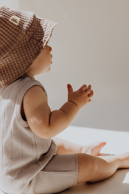 Organic Rib Baby Romper | Stone