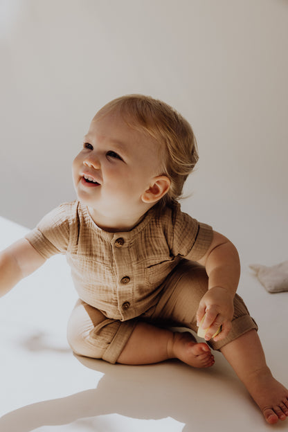 Organic Gauze Jumpsuit | Bronze