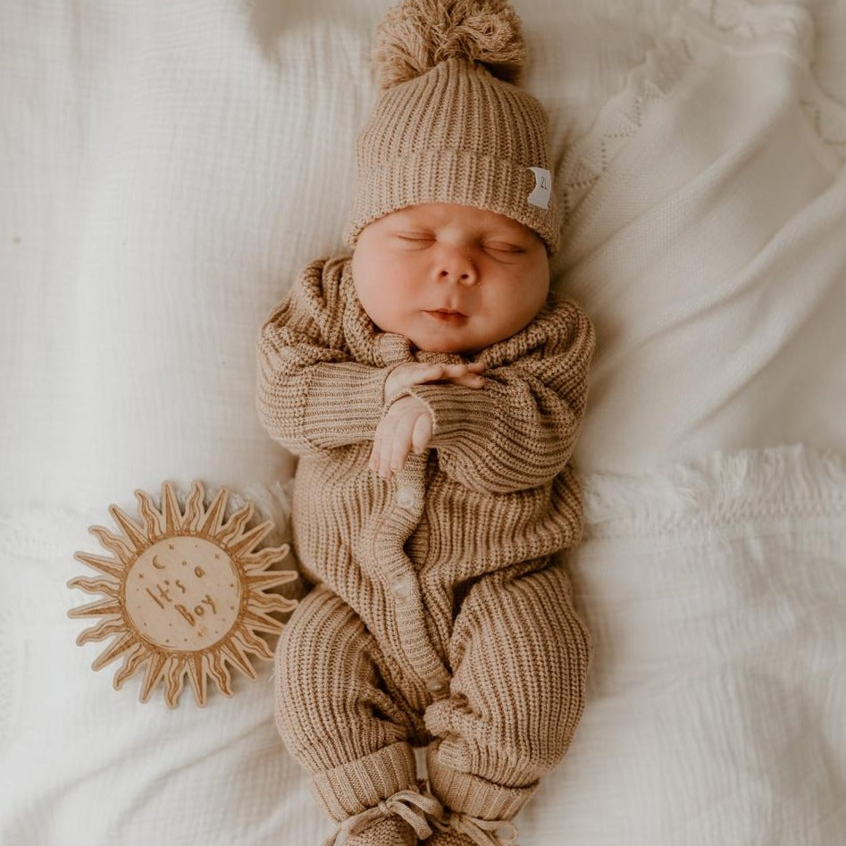 CLASSIC KNIT ROMPER "FAWN"