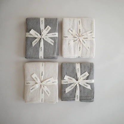 Knitted Baby Blanket Pointelle Gray