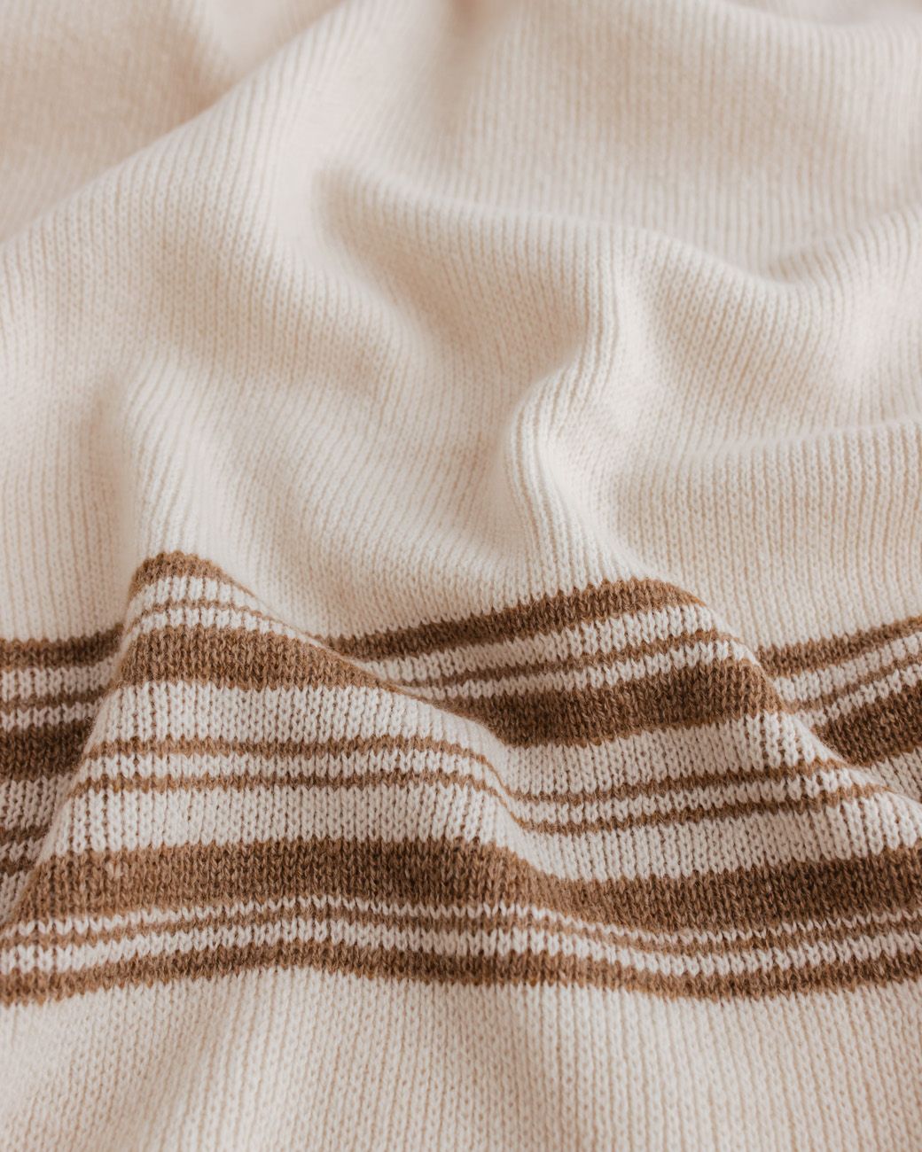Merino wool blanket 'Gilbert' | Off White/Walnut