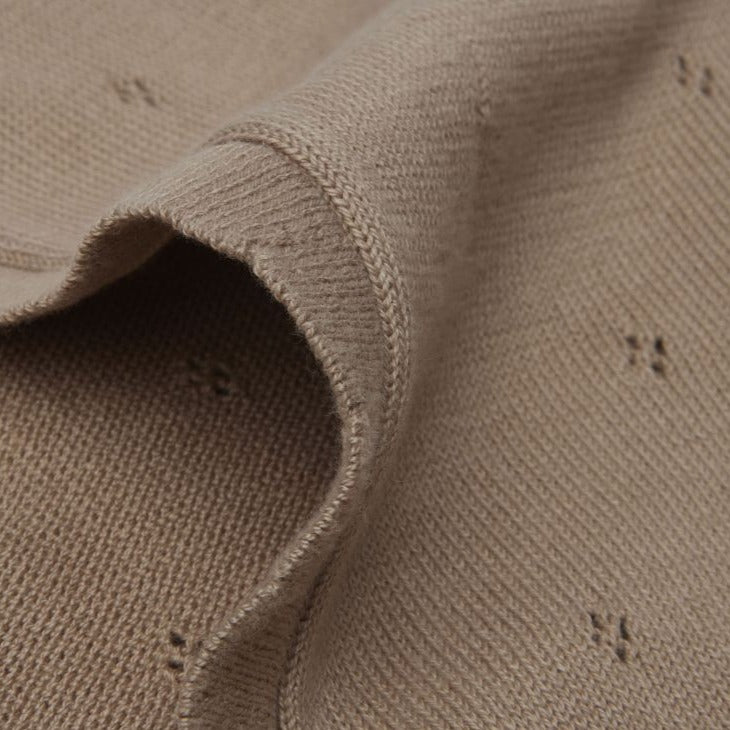Knitted Baby Blanket Pointelle | Biscuit