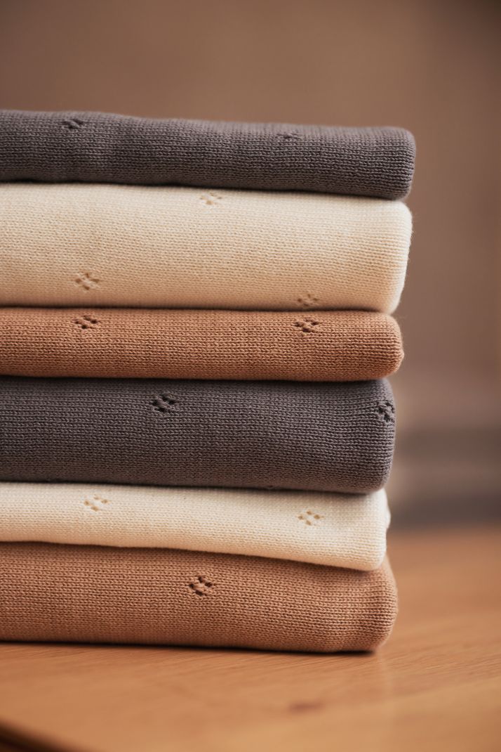 Knitted Baby Blanket Pointelle | Biscuit