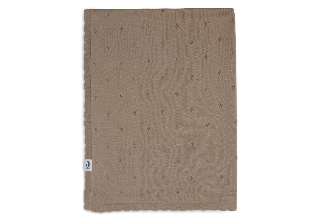 Knitted Baby Blanket Pointelle | Biscuit