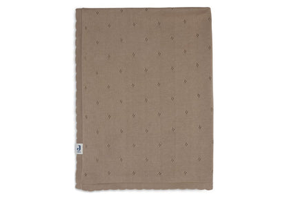 Knitted Baby Blanket Pointelle | Biscuit