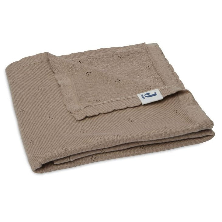 Knitted Baby Blanket Pointelle | Biscuit