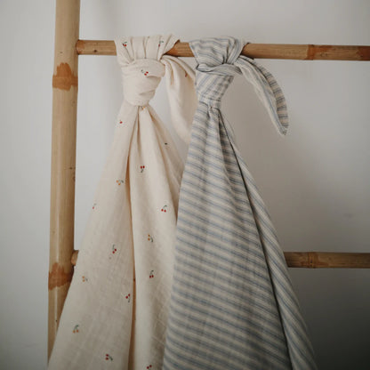 Organic Muslin Swaddle 'Sage Stripe'