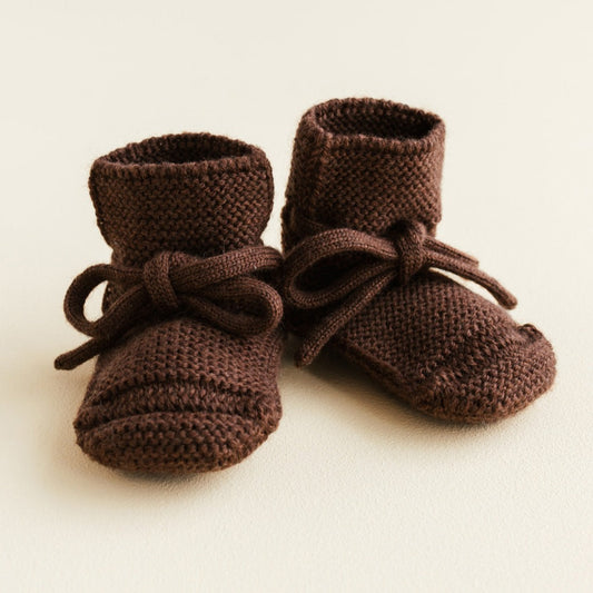 Knitted shoes 'Booties Dark Brown' Merino wool