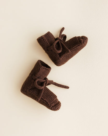 Knitted shoes 'Booties Dark Brown' Merino wool