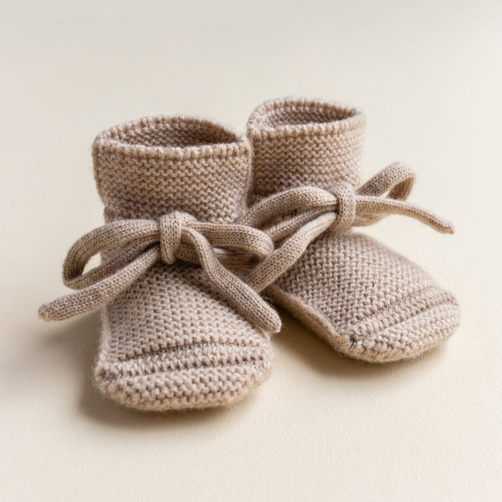 Knitted shoes 'Booties Sand' Merinowool