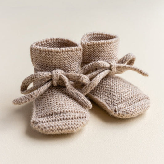 Strickschuhe 'Booties Sand' Merinowool