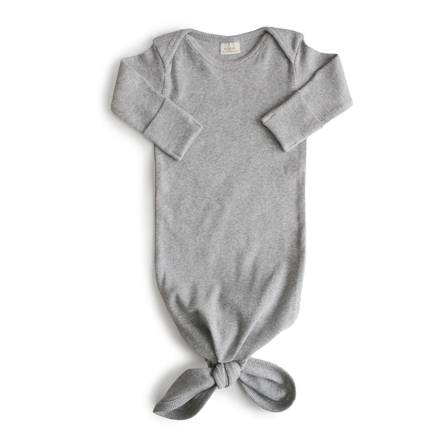 Ribbed Knotted Baby Gown Gray Melange
