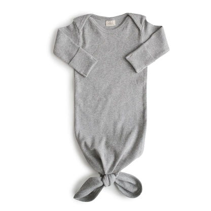 Ribbed Knotted Baby Gown Gray Melange
