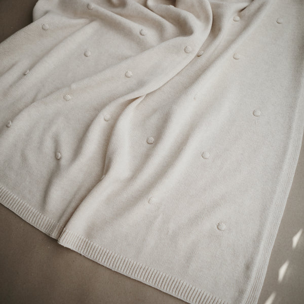 Knitted Baby Blanket Dots Off White Melange