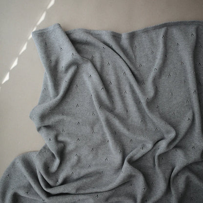 Knitted Baby Blanket Pointelle Gray