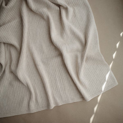 Baby Knitted Blanket Ribbed Beige Melange