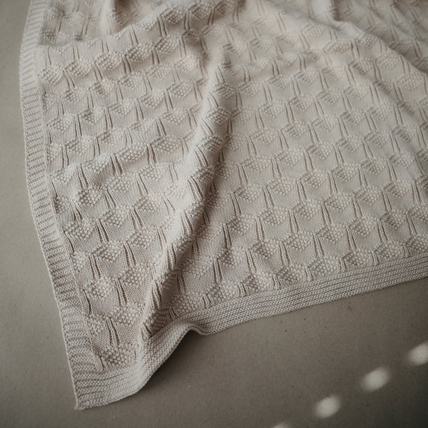 Knitted Baby Blanket Honeycomb Beige
