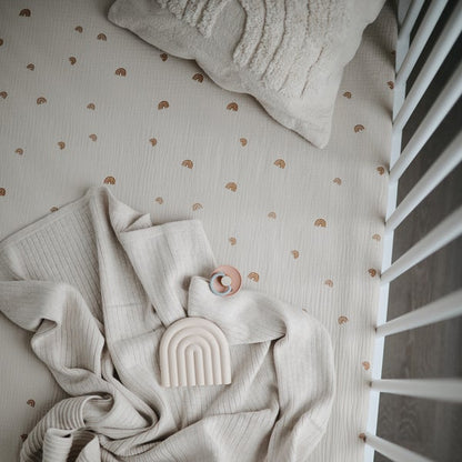 Baby Knitted Blanket Ribbed Beige Melange