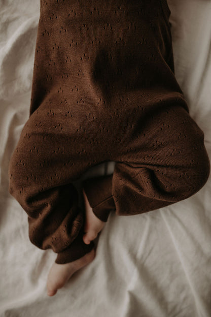 Pointelle Knit Overall | Dark Brown