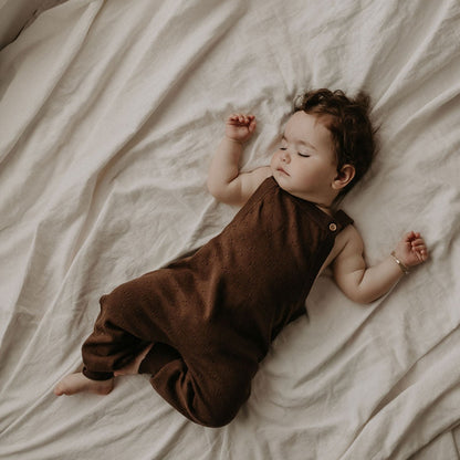 Pointelle Knit Overall | Dark Brown