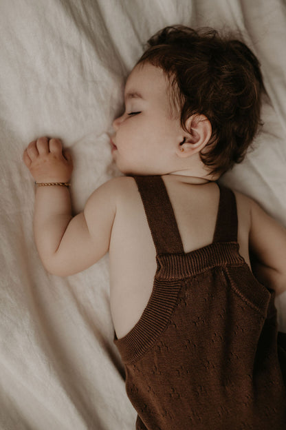 Pointelle Knit Overall | Dark Brown