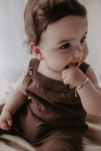 Pointelle Knit Overall | Dark Brown
