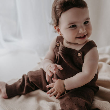 Pointelle Knit Overall | Dark Brown