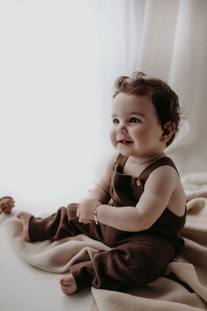 Pointelle Knit Overall | Dark Brown