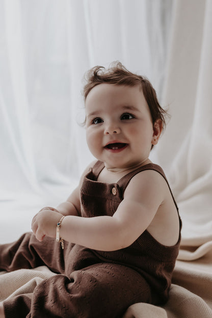 Pointelle Knit Overall | Dark Brown