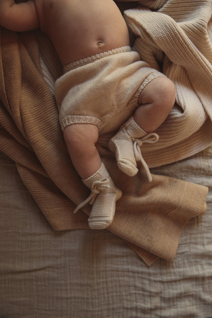 Strickschuhe 'Booties Sand' Merinowool