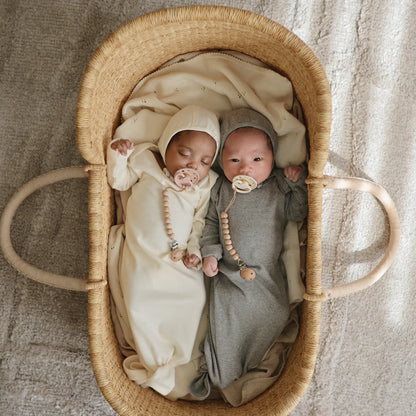Ribbed Knotted Baby Gown Gray Melange
