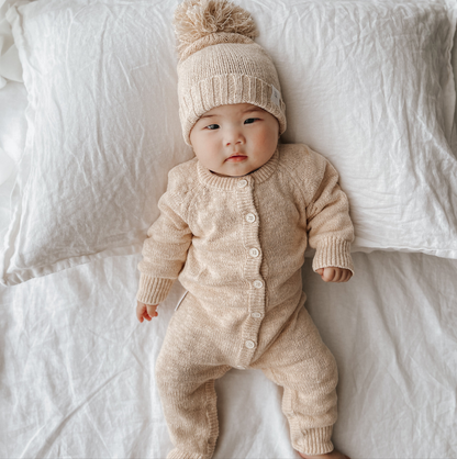 CLASSIC KNIT ROMPER "TEXTURED SHELL"