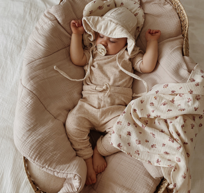 ORGANIC Kimono Bodysuit Short Sleeve "Beige Speckled"