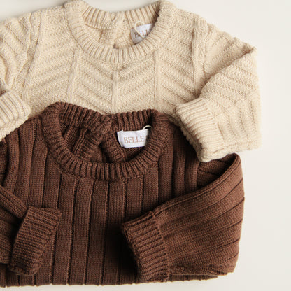 Wave Knitted Romper | Almond